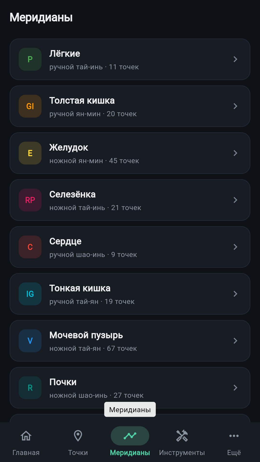 Меридианы